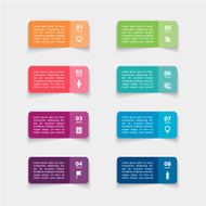 Vector paper stickers and labels with realistic shadows for infographic