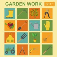 Garden work icon set Working tools