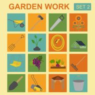 Garden work icon set Working tools N2