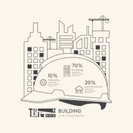 Flat linear Infographic Construction Helmet Outline Concept N2