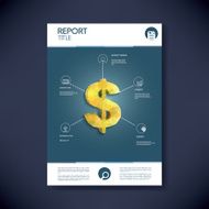 Project management infographics template concept with low polygonal golden dollar