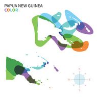 Abstract vector color map of Papua New Guinea with transparent