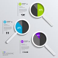 Vector magnifying glasses showing business pies