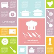 flat design interface kitchen icons set