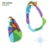 Abstract vector color map of Sri Lanka with transparent paint