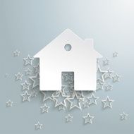 White Stars Cloud House Background