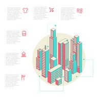 infographic made of colorful buildings