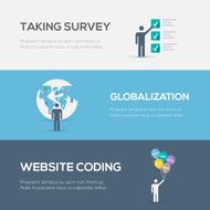 Flat internet concepts Website coding globalization and survey