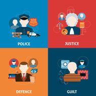 Crime and punishments flat icons composition