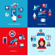 Airport icons flat set