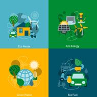 Eco energy flat icons composition