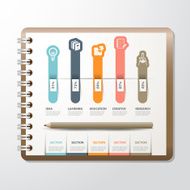 Infographic paper book with bookmark icon education concept N4