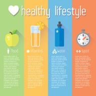 Healthy lifestyle llustration and info-graphic Food water sport N4