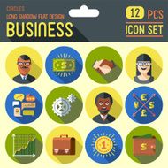 Business Long shadow flat design circle icon set Vector