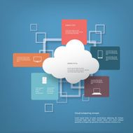 Cloud computing concept vector illustration with menu options for infographics