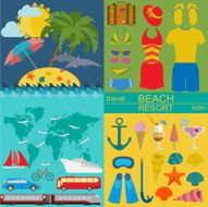 Travel Vacations Beach resort set icons N2