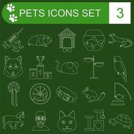 Domestic pets and vet healthcare flat icons set