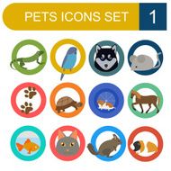 Domestic pets and vet healthcare flat icons set N2