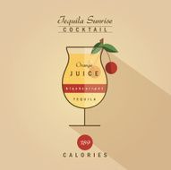 tequila sunrise cocktail drink recipe vector illustration