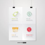 Vector Poster paper sheet with 4 P Marketing Business concept