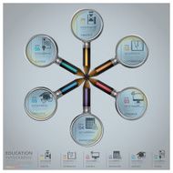 Education And Graduation Infographic With Magnifying Glass Pencil Diagram N3