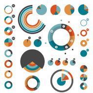 Set of round charts Various color pie graph