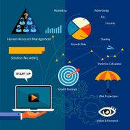 Flat Icons Analytics Business Strategy Concept