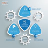 4 Round Triangles White Gears Blue Infographic