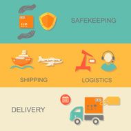 set of logistics safekeeping delivery shipping isolated illustration