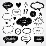 Hand drawn vector speech and thought bubbles clouds balloons