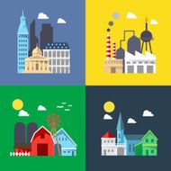 Flat design of cityscape pack