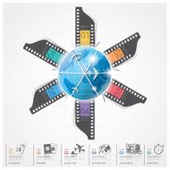 Global Travel And Journey Infographic With Film Round Circle Diagram N2