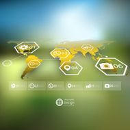 World map in perspective blurred infographic vector template for business N3