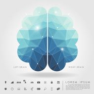 left and right brain polygon with business icon
