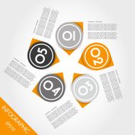 orange infogaphic pointers in circle