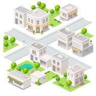 City isometric buildings
