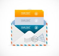 Vector mail postcard menu with 3 choices 123