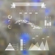 Abstract Cuba Map with Infographic Elements on Blurred Backgroun N2