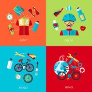 Bicycle icons flat set