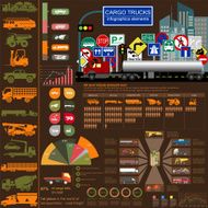 Cargo transportation infographics trucks lorry Elements