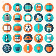 Flat education icons set isolatetd on white background N2