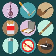 Smoking and accessories icons set