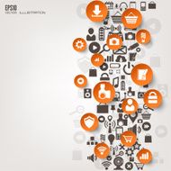 Flat abstract background with web icons Interface symbols Cloud computing N5