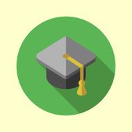 Square academic cap icon Flat long shadow design N2