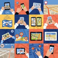 Set of 16 icons GPS Navigation