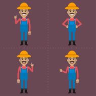 Farmer indicates in different poses