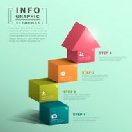 abstract cube stair with house infographics