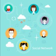 Flat icons for social media and network connection concept