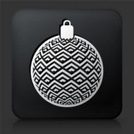 Black Square Button with Christmas Decoration Icon N2