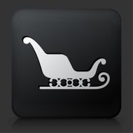 Black Square Button with Santa&#039;s Sleigh